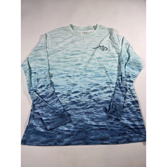 Reel Life Shirt Mens Med Long Sleeve Blue Water Camo Lightweight Fishing - Picture 1 of 3